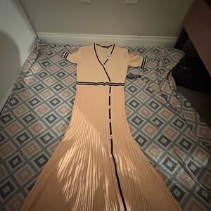 Elegant Peach Pleated Dress